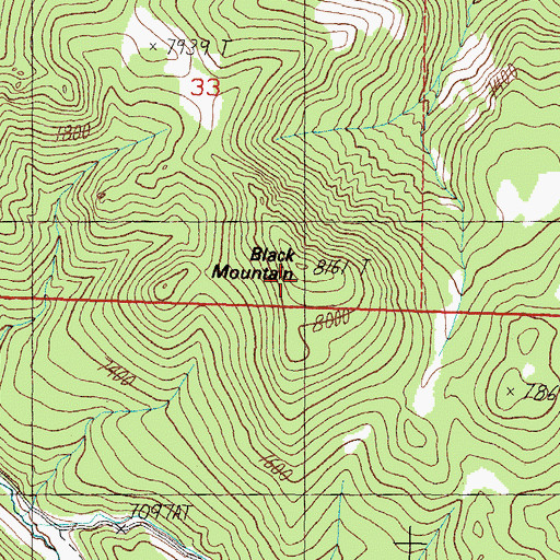 Topographic Map of Black Mountain, NV