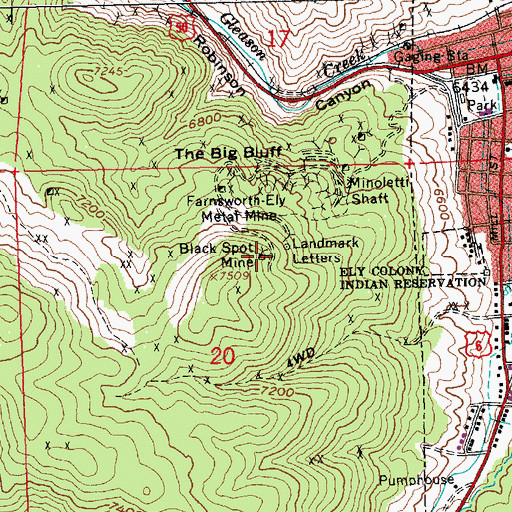 Topographic Map of Black Spot Mine, NV