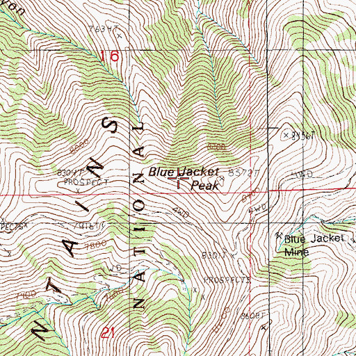 Topographic Map of Blue Jacket Peak, NV