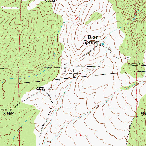 Topographic Map of Blue Spring Canyon, NV