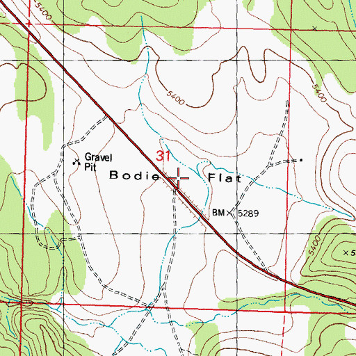 Topographic Map of Bodie Flat, NV