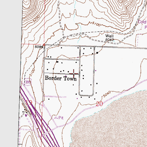 Topographic Map of Border Town, NV