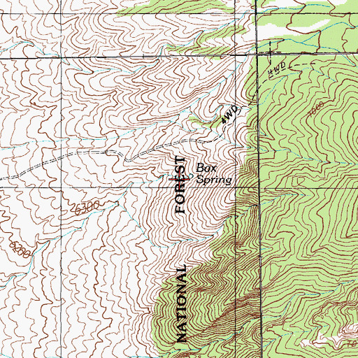 Topographic Map of Box Spring, NV