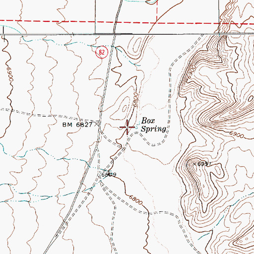 Topographic Map of Box Spring, NV