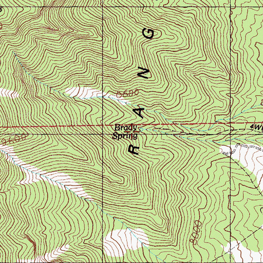 Topographic Map of Brady Spring, NV