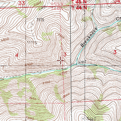 Topographic Map of Breakneck Creek, NV