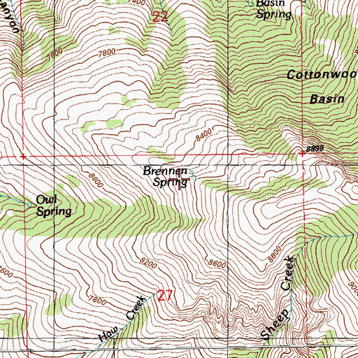 Topographic Map of Brennen Spring, NV