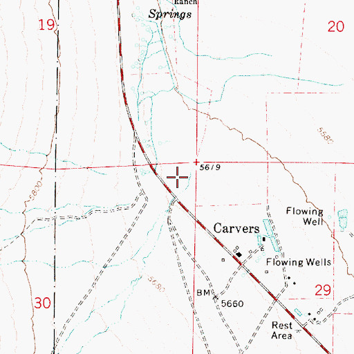 Topographic Map of Broad Creek, NV