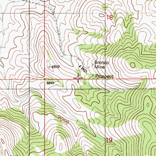 Topographic Map of Bronco Mine, NV