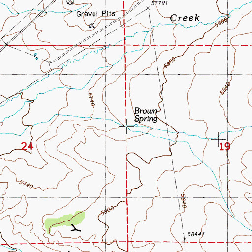 Topographic Map of Brown Spring, NV