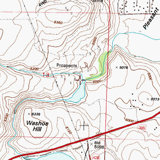 Topographic Map of Browns Creek, NV