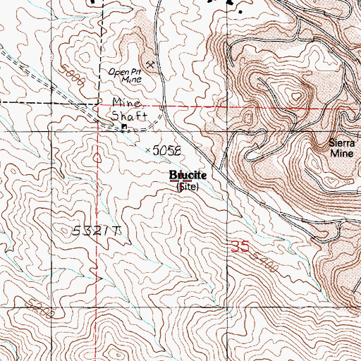 Topographic Map of Brucite, NV