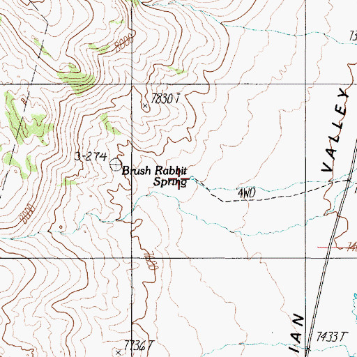 Topographic Map of Brush Rabbit Spring, NV