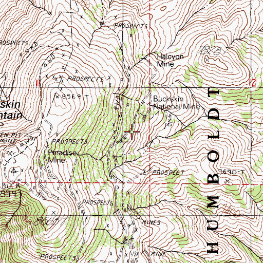 Topographic Map of Buckskin National Mine, NV