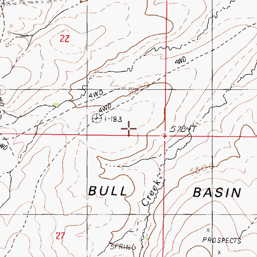 Topographic Map of Bull Basin, NV