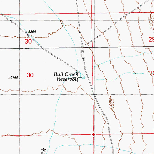 Topographic Map of Bull Creek Reservoir, NV