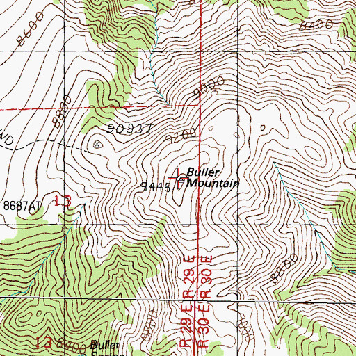 Topographic Map of Buller Mountain, NV