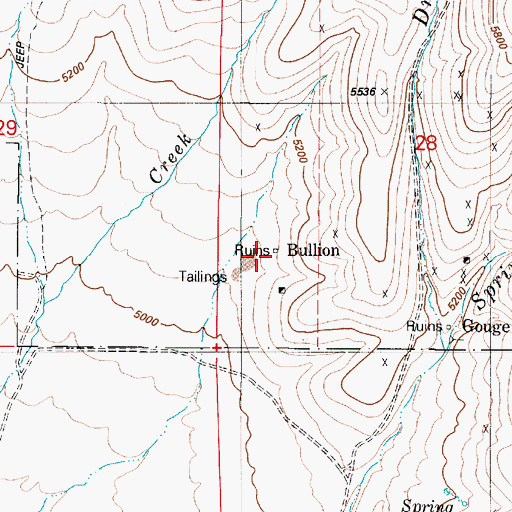 Topographic Map of Bullion (historical), NV