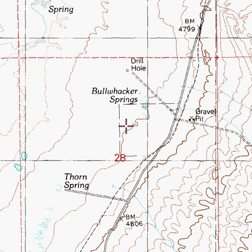 Topographic Map of Bullwhacker Springs, NV