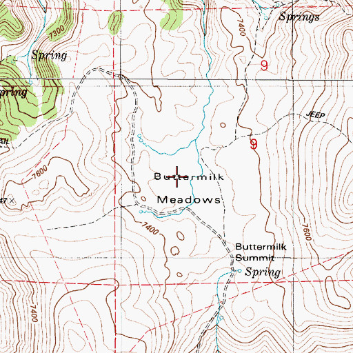 Topographic Map of Buttermilk Meadows, NV