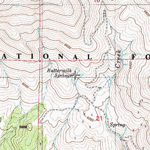 Topographic Map of Buttermilk Springs, NV