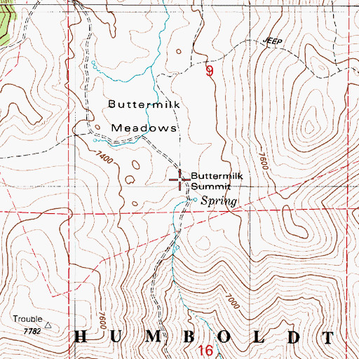 Topographic Map of Buttermilk Summit, NV
