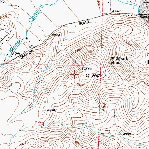 Topographic Map of C Hill, NV