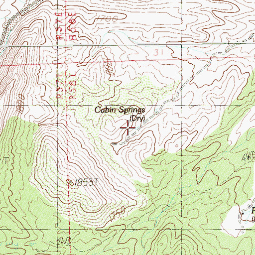 Topographic Map of Cabin Springs, NV