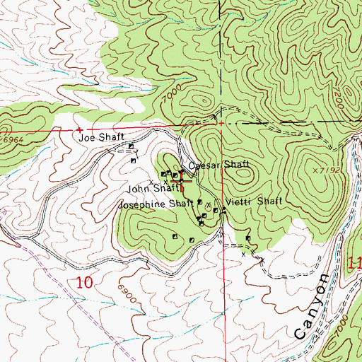 Topographic Map of Caesar Shaft, NV
