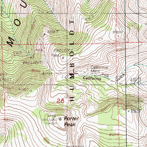 Topographic Map of California Mine, NV