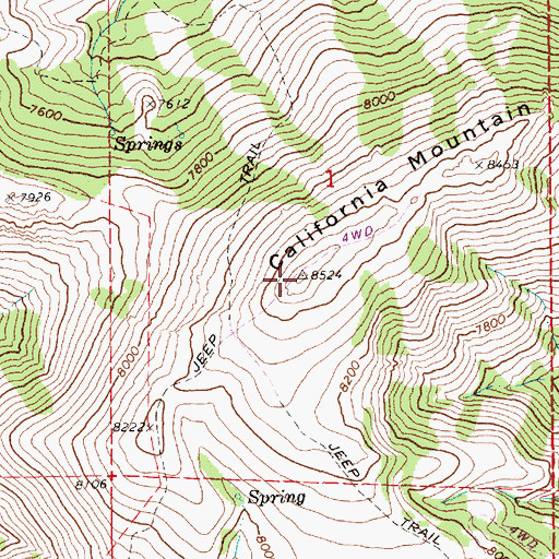Topographic Map of California Mountain, NV