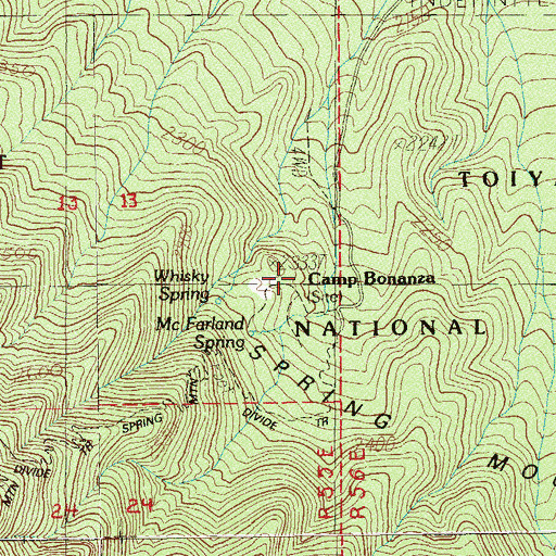 Topographic Map of Camp Bonanza, NV