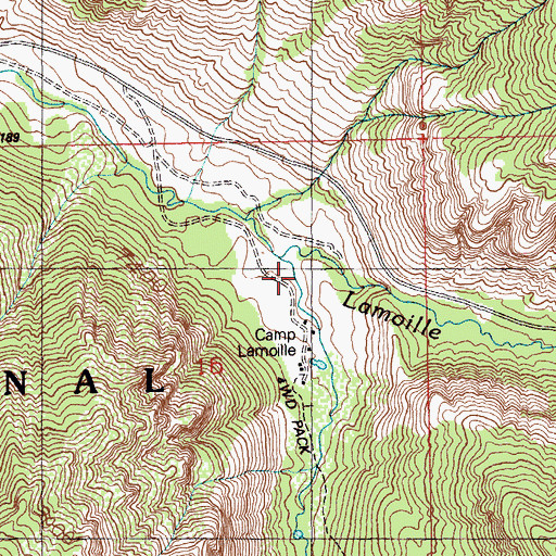 Topographic Map of Camp Lamoille, NV
