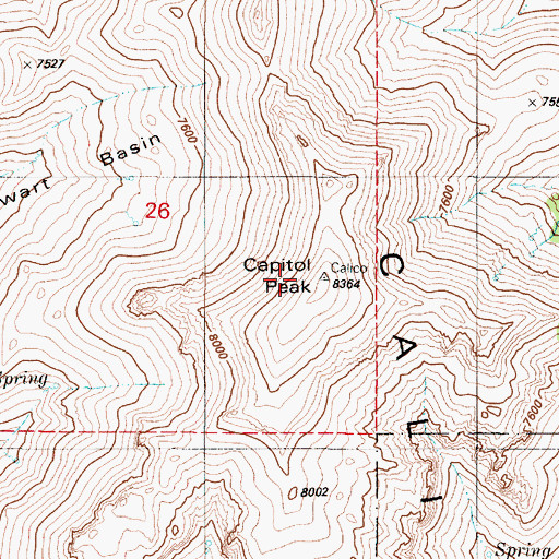 Topographic Map of Capitol Peak, NV