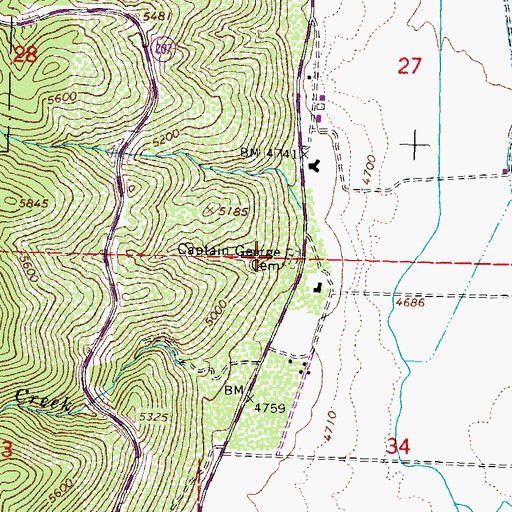 Topographic Map of Captain George Cemetery, NV