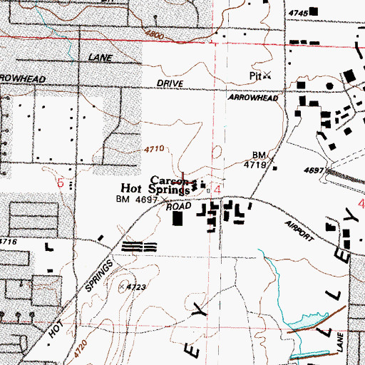 Topographic Map of Carson Hot Springs, NV
