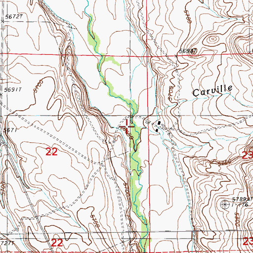 Topographic Map of Carville Creek, NV