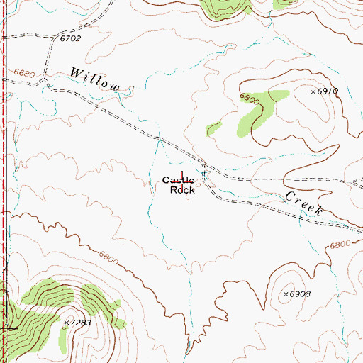 Topographic Map of Castle Rock, NV
