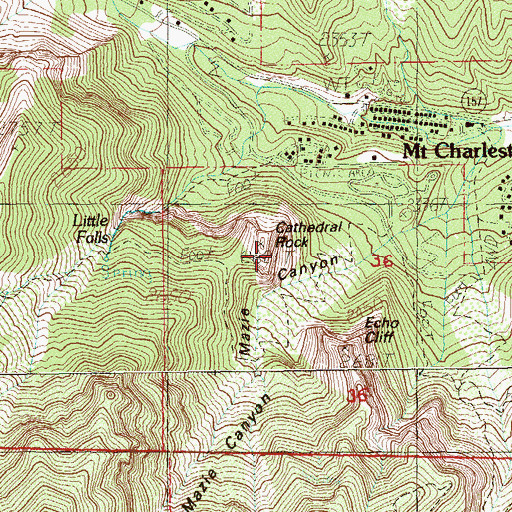 Topographic Map of Cathedral Rock, NV