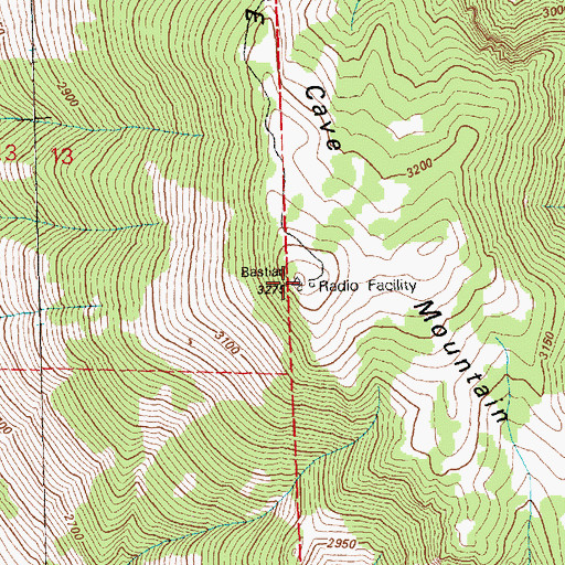 Topographic Map of Cave Mountain, NV