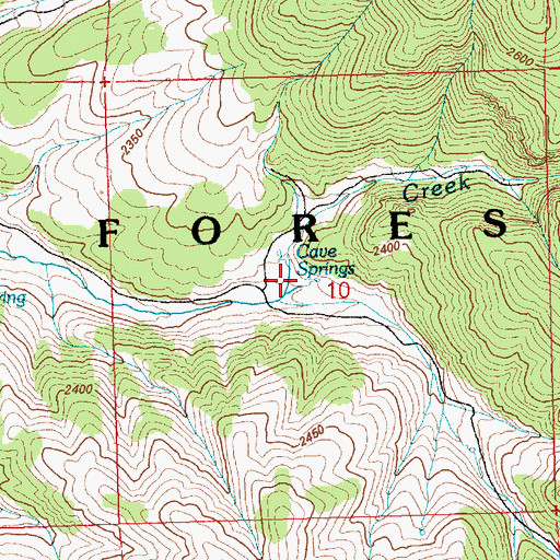 Topographic Map of Cave Springs, NV
