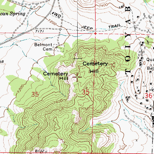 Topographic Map of Cemetery Hill, NV