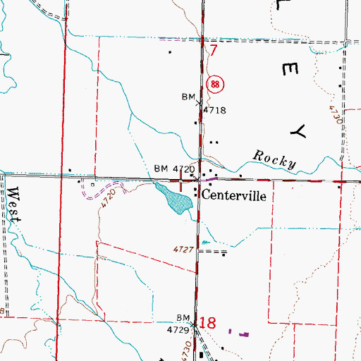 Topographic Map of Centerville, NV