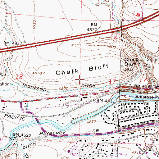 Topographic Map of Chalk Bluff, NV