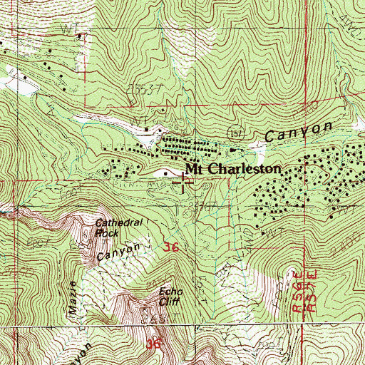 Topographic Map of Mount Charleston, NV