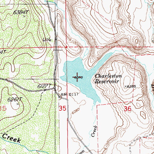 Topographic Map of Charleston Reservoir, NV