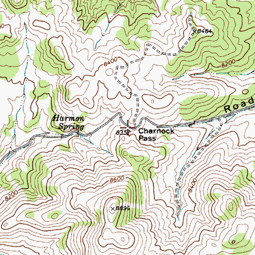 Topographic Map of Charnock Pass, NV