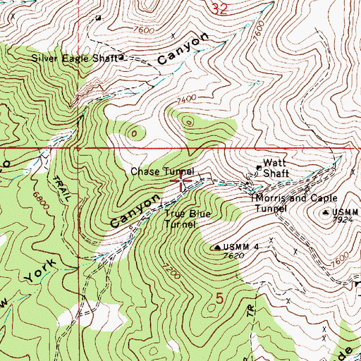 Topographic Map of Chase Tunnel, NV