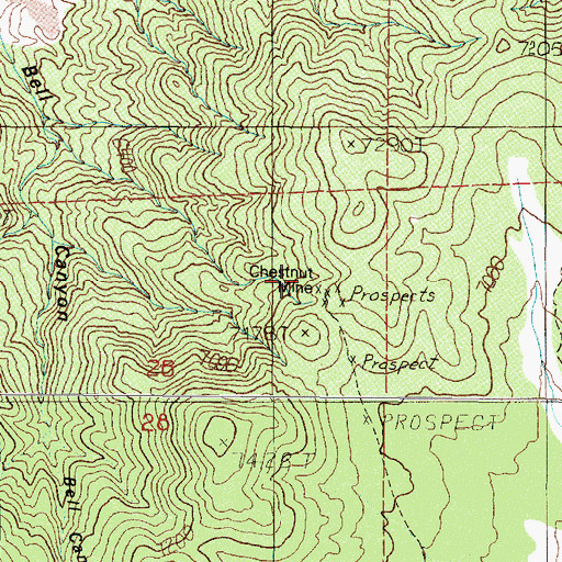 Topographic Map of Chestnut Mine, NV