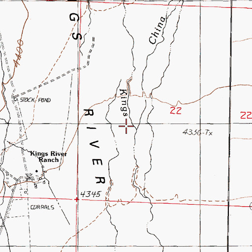 Topographic Map of China Creek, NV